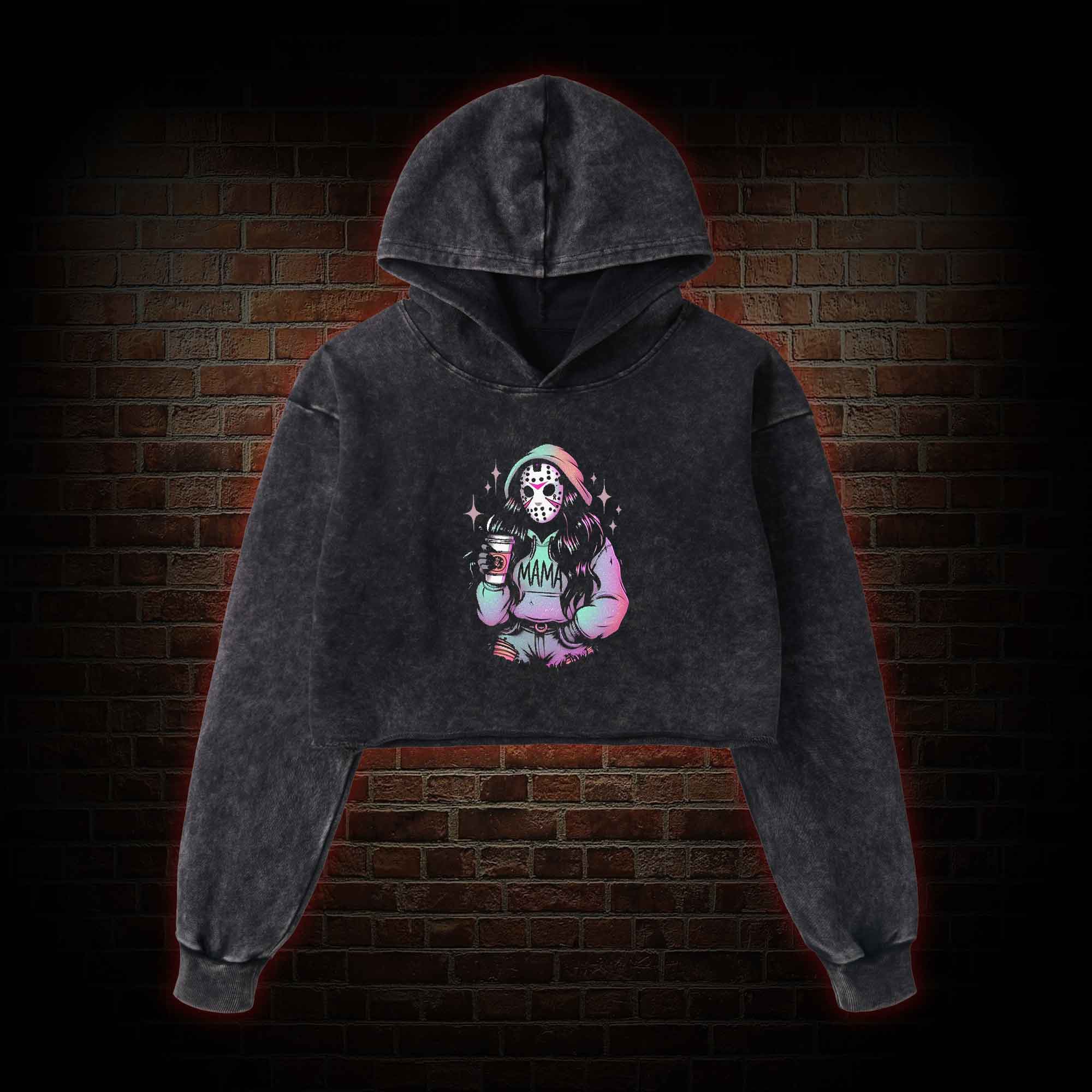 Halloween Mama Washed Cropped Hoodie