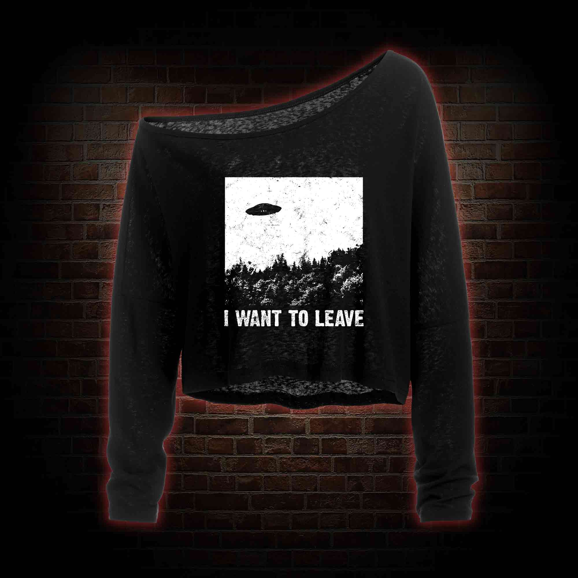 I Want To Leave Off Shoulder Long Sleeve Crop Top