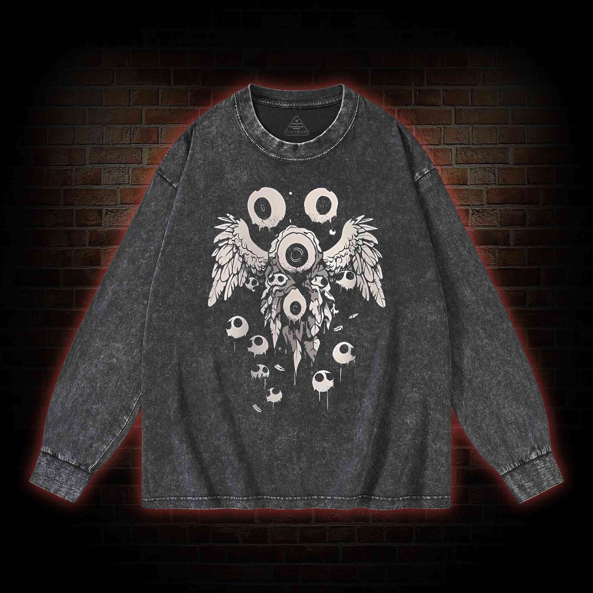 Weirdcore Eyeball Washed Long-Sleeve T-shirt