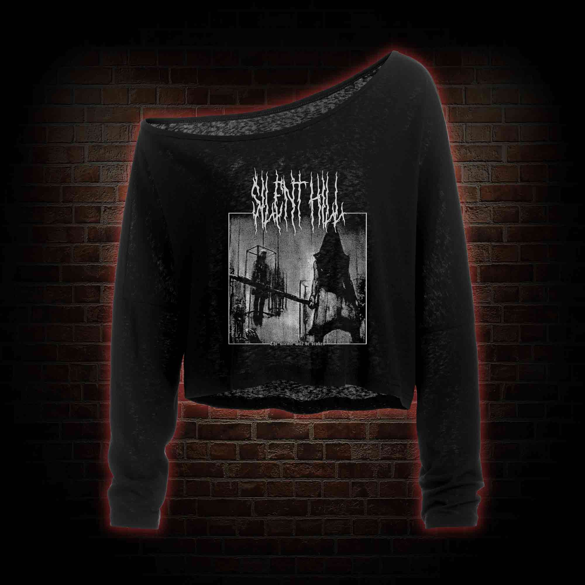 Pyramid Head Off Shoulder Long Sleeve Crop Top