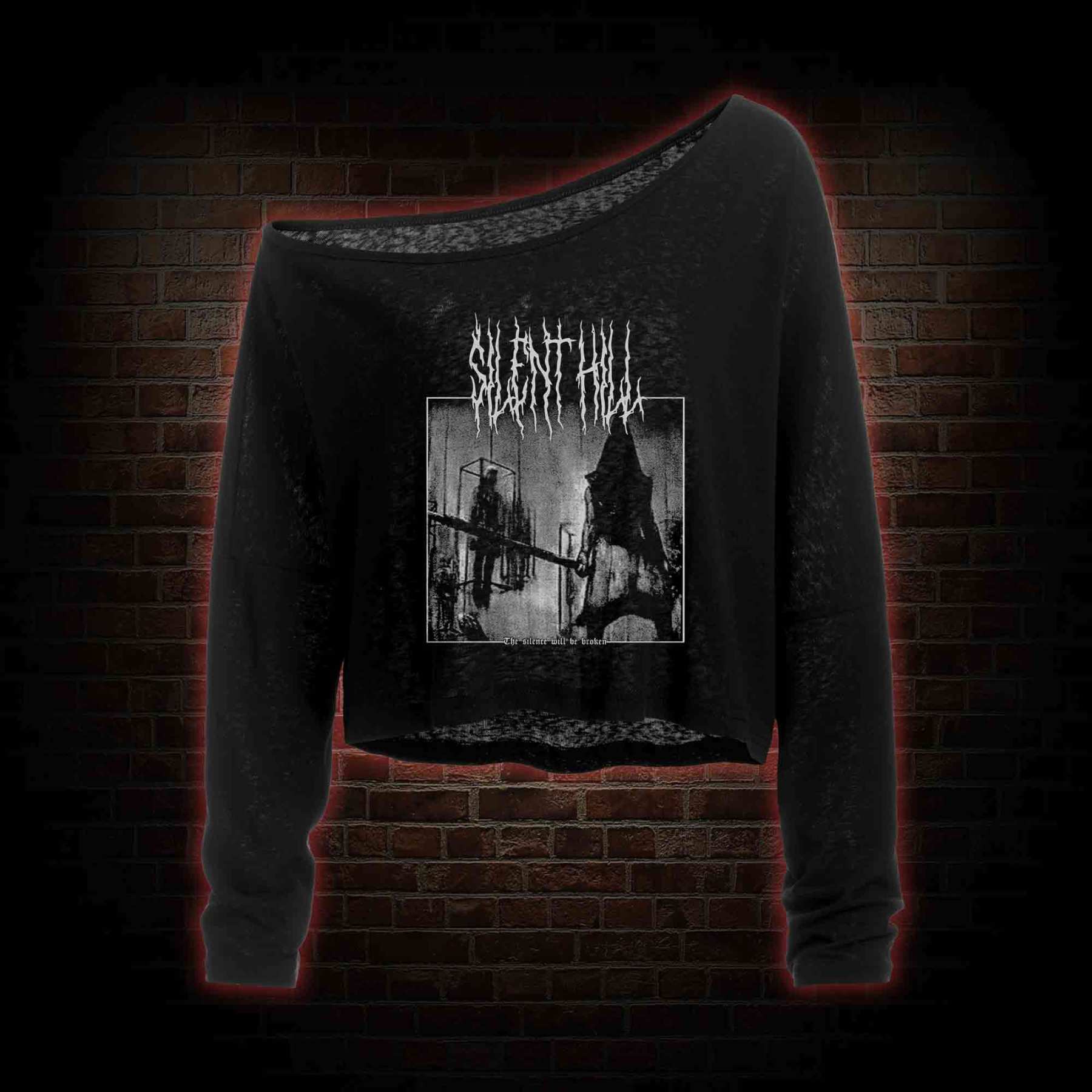 Pyramid Head Off Shoulder Long Sleeve Crop Top