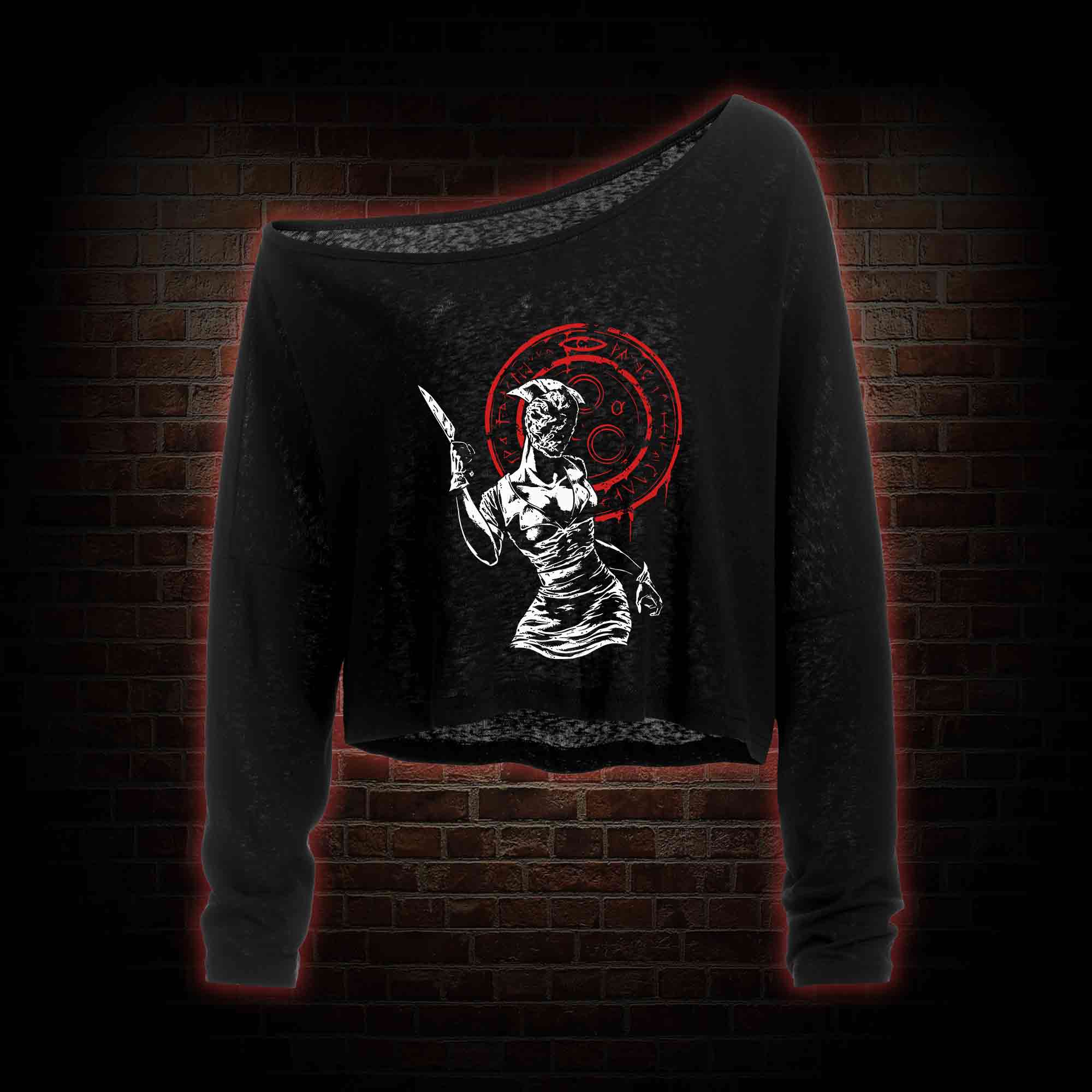 Hell-o Nurse! Off Shoulder Long Sleeve Crop Top