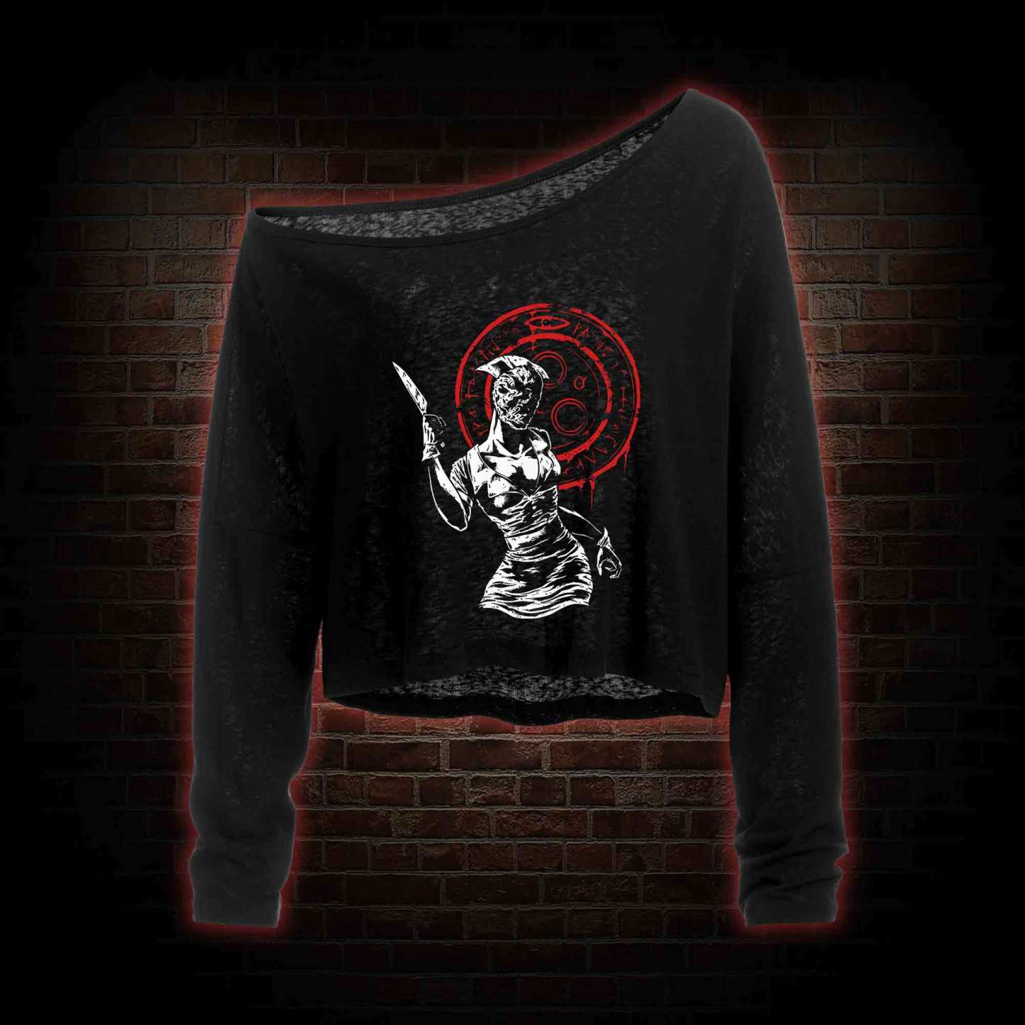 Hell-o Nurse! Off Shoulder Long Sleeve Crop Top