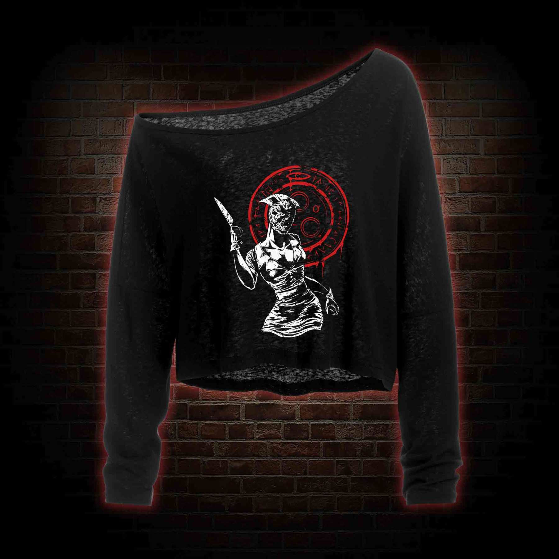 Hell-o Nurse! Off Shoulder Long Sleeve Crop Top