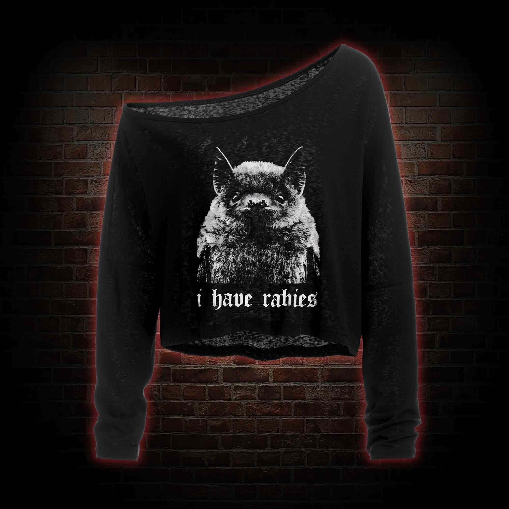 I Have Rabies Off Shoulder Long Sleeve Crop Top
