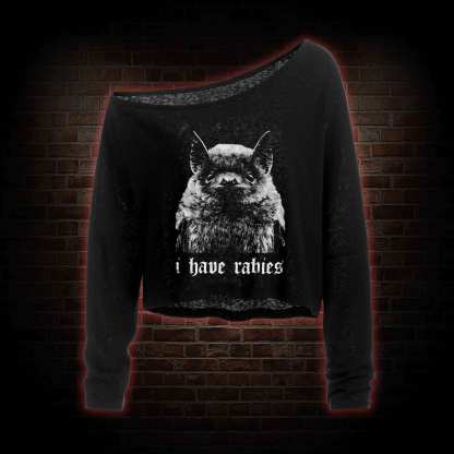I Have Rabies Off Shoulder Long Sleeve Crop Top