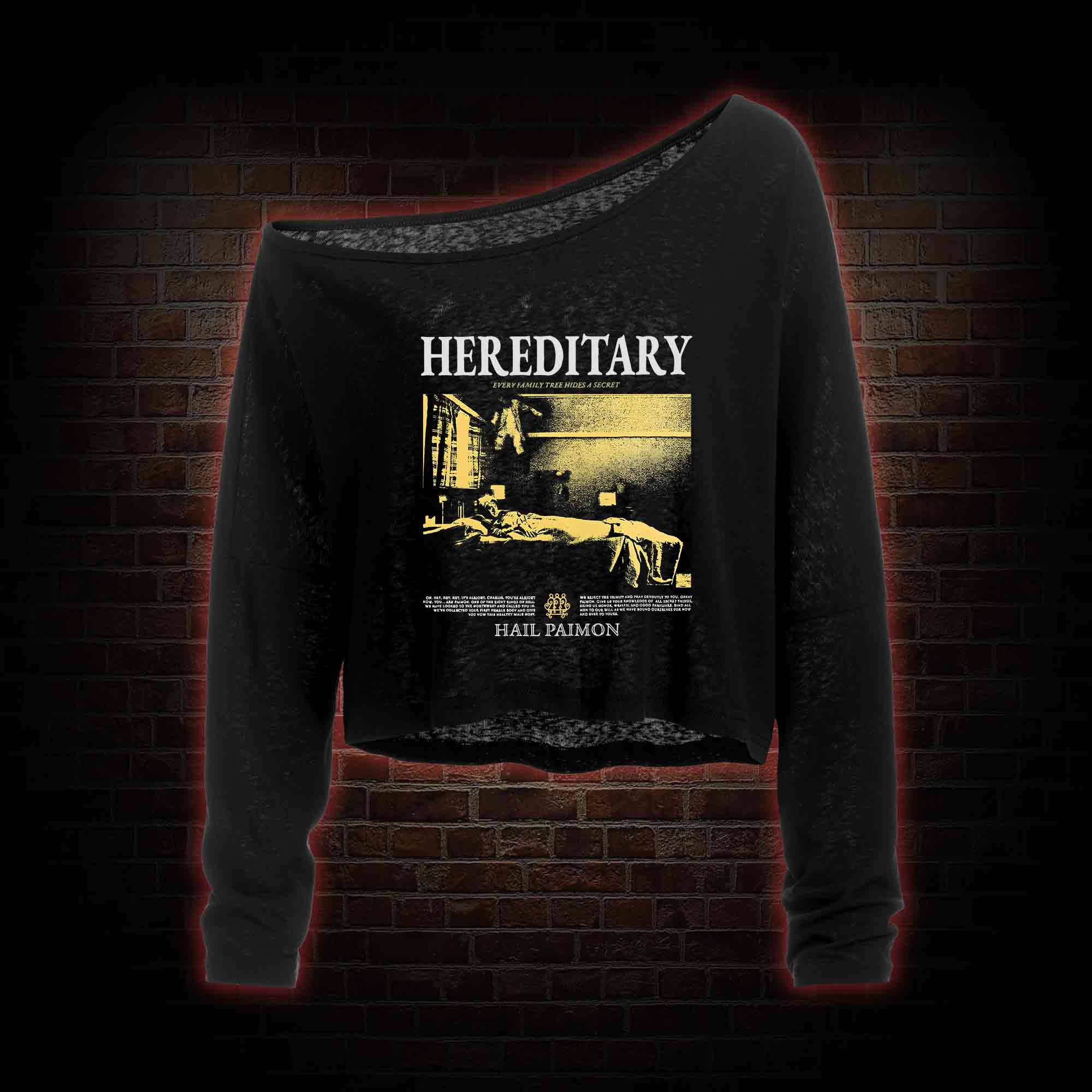 Every Family Tree Hides A Secret Off Shoulder Long Sleeve Crop Top