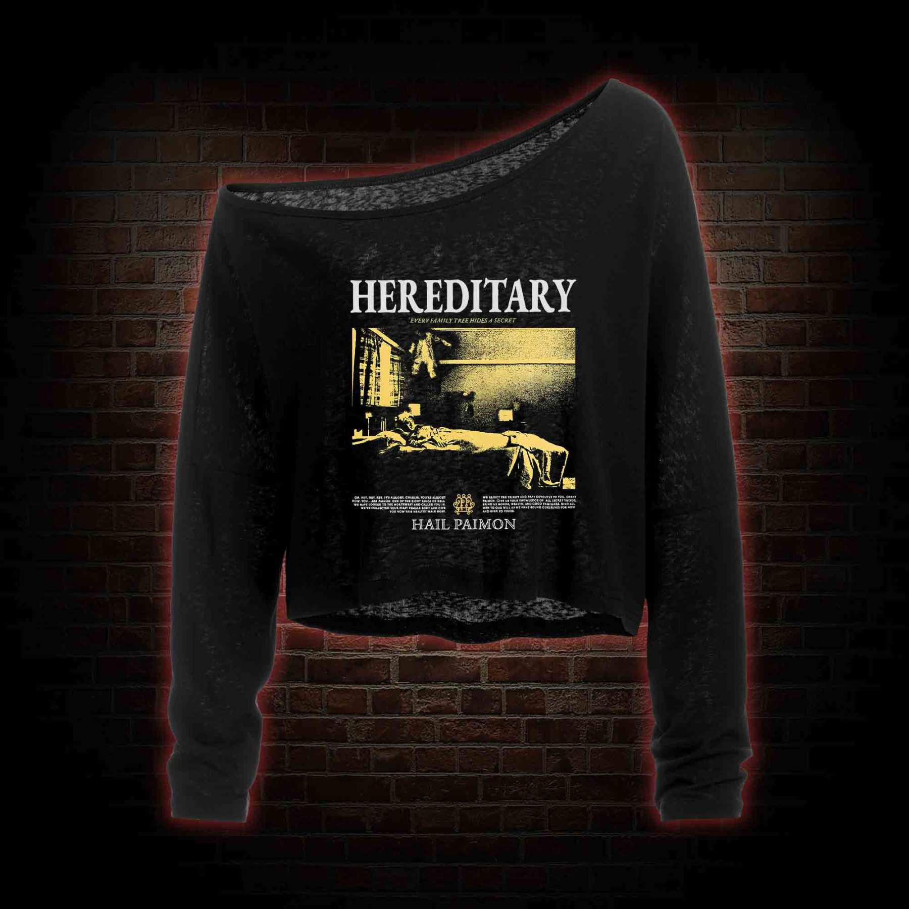 Every Family Tree Hides A Secret Off Shoulder Long Sleeve Crop Top