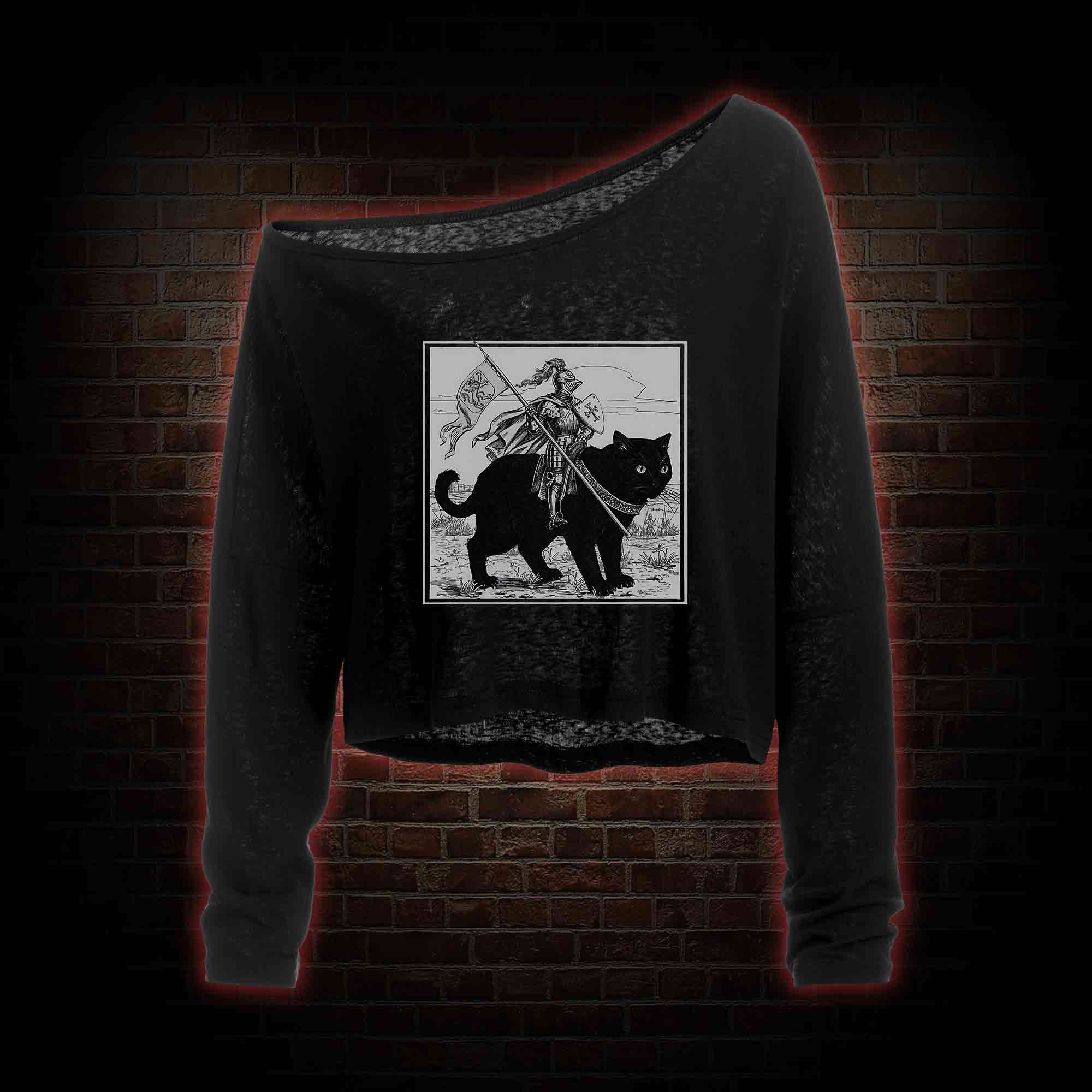 Medieval Knight Off Shoulder Long Sleeve Crop Top