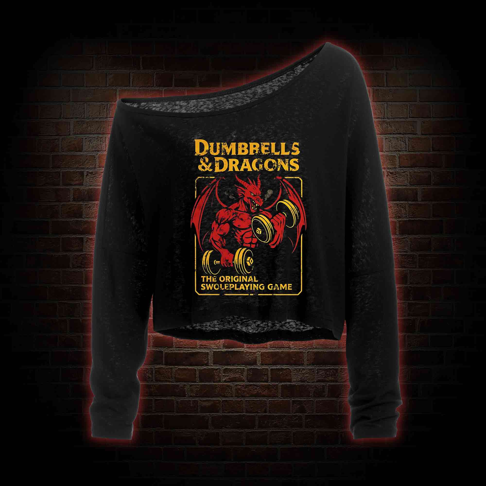 Dumbbells&Dragons Off Shoulder Long Sleeve Crop Top