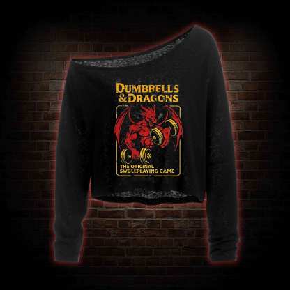 Dumbbells&Dragons Off Shoulder Long Sleeve Crop Top