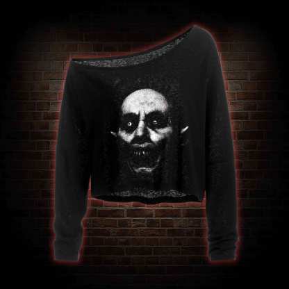 He Came from the Night of Death Off Shoulder Long Sleeve Crop Top