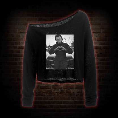 You can't Kill the Boogeyman! Off Shoulder Long Sleeve Crop Top
