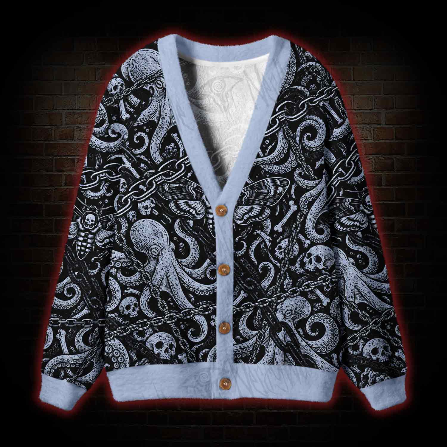 Octopus Skull Moth Cardigan Sweater