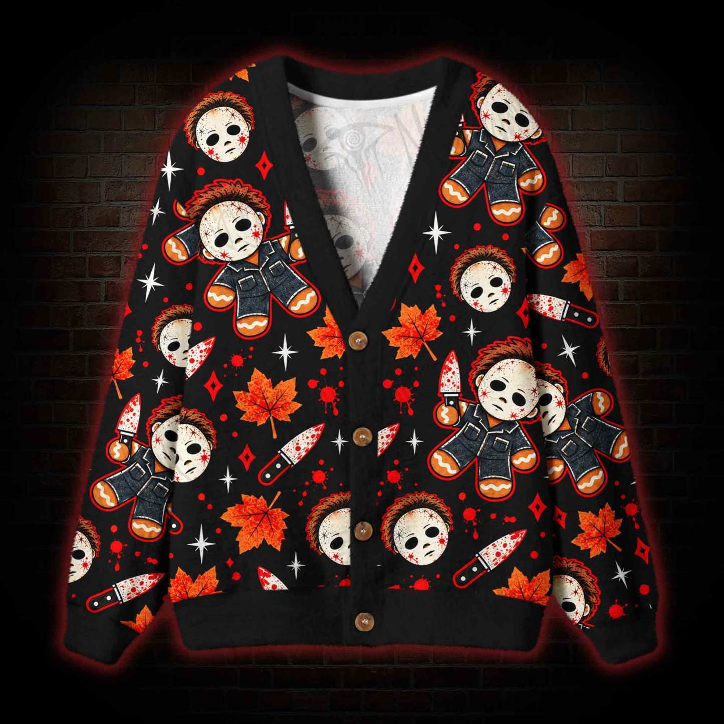 Creepy Gingerbread Man Cardigan Sweater