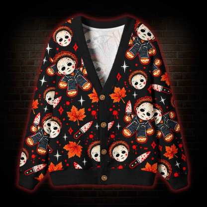 Creepy Gingerbread Man Cardigan Sweater