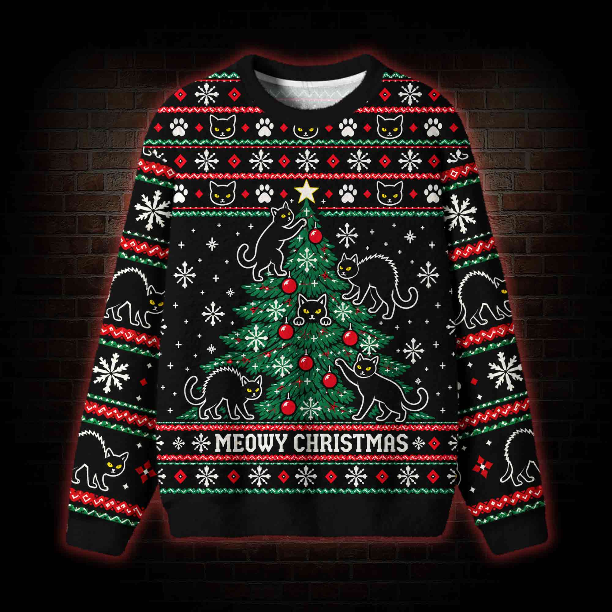 Meowy Christmas Ugly Sweatshirts