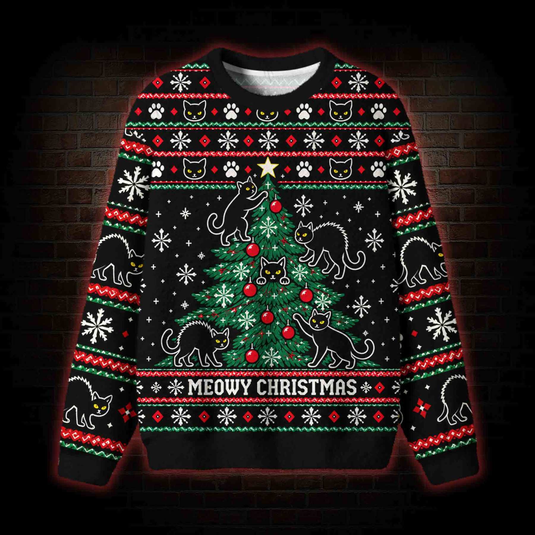 Meowy Christmas Ugly Sweatshirts