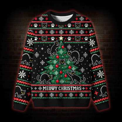 Meowy Christmas Ugly Sweatshirts