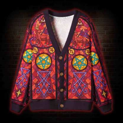 Stained Glass Baphomet Cardigan Sweater