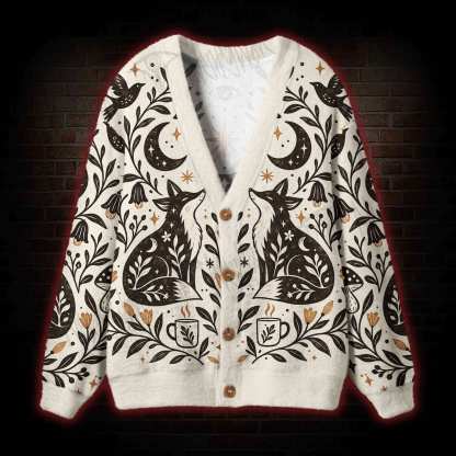 Witchy Celestial Fox Cardigan Sweater