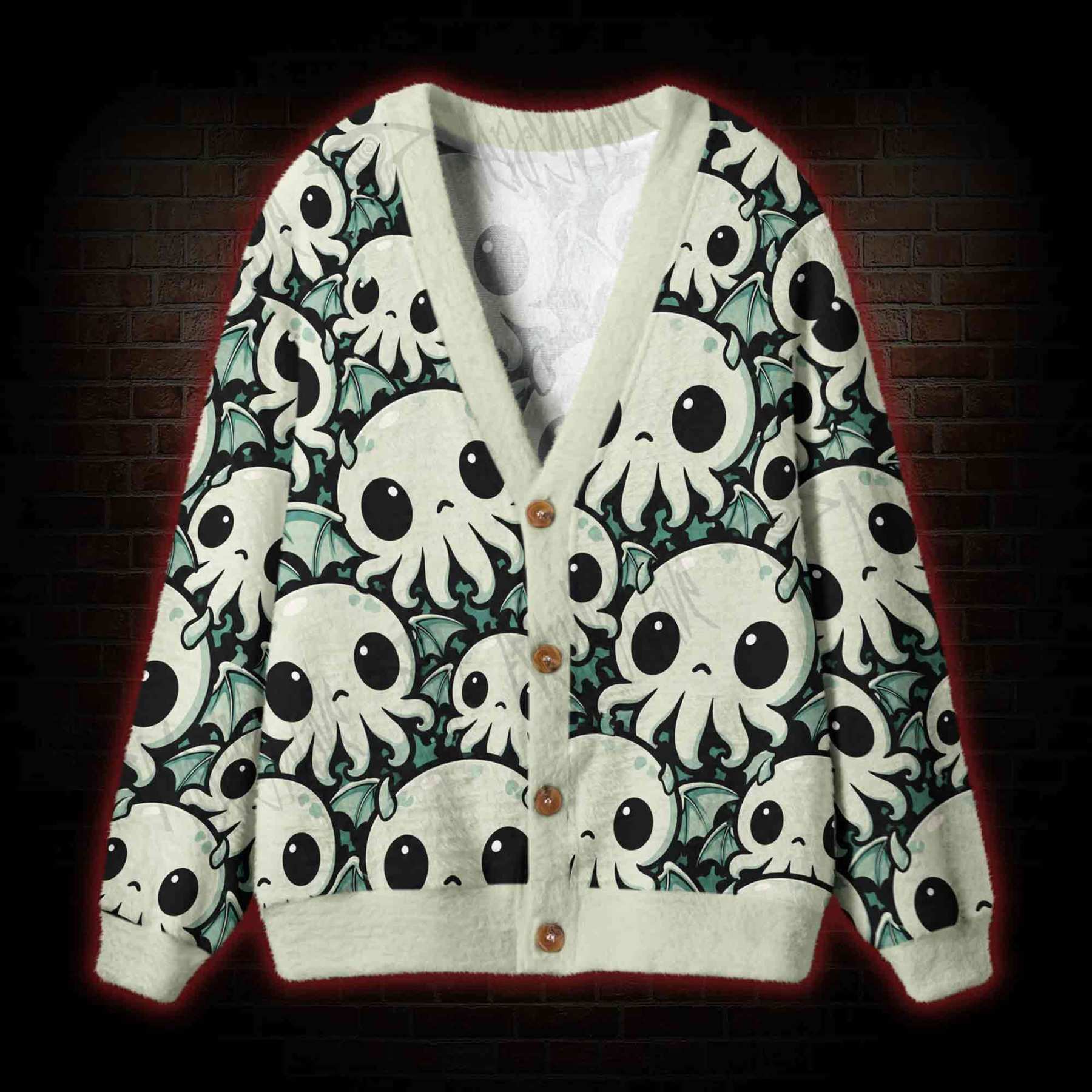 Kawaii Chibi Cthulhu Cardigan Sweater