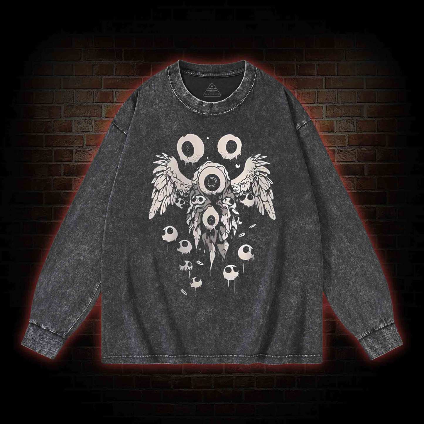 Weirdcore Eyeball Washed Long-Sleeve T-shirt