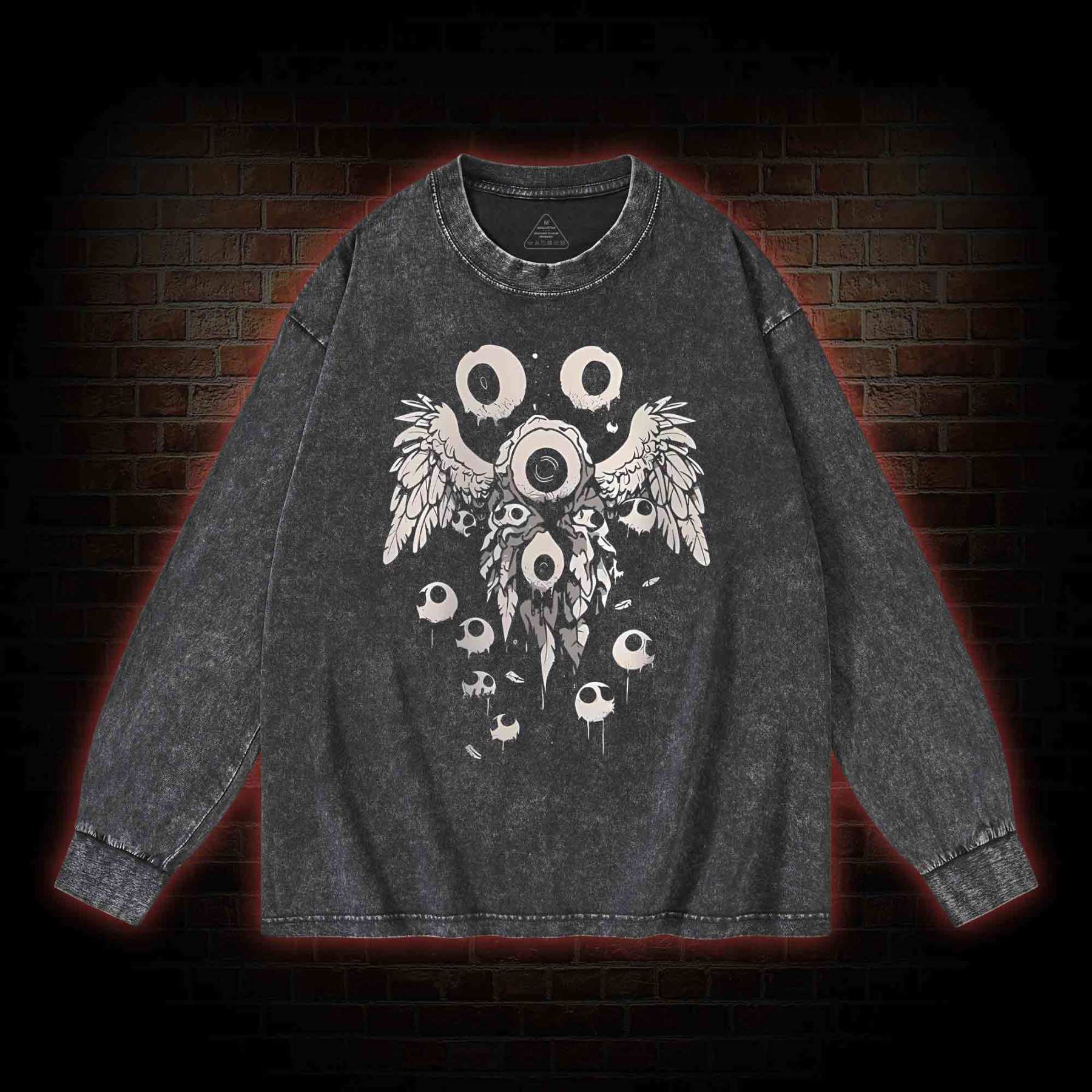 Weirdcore Eyeball Washed Long-Sleeve T-shirt