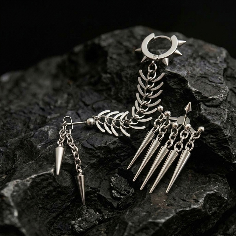 Bone Chain Spikes Earrings