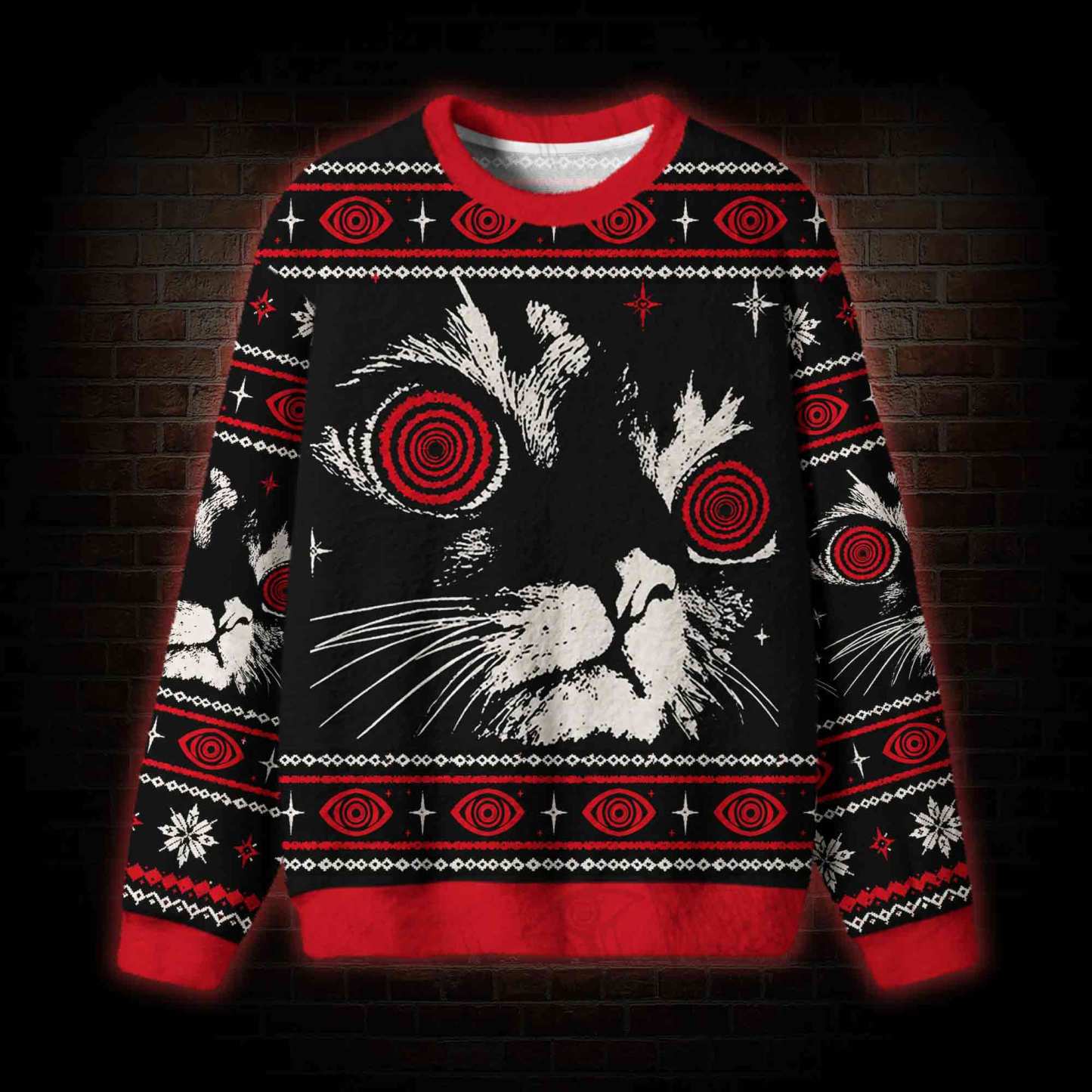 Hypnotic Spiral Eyes Cat Ugly Sweatshirts
