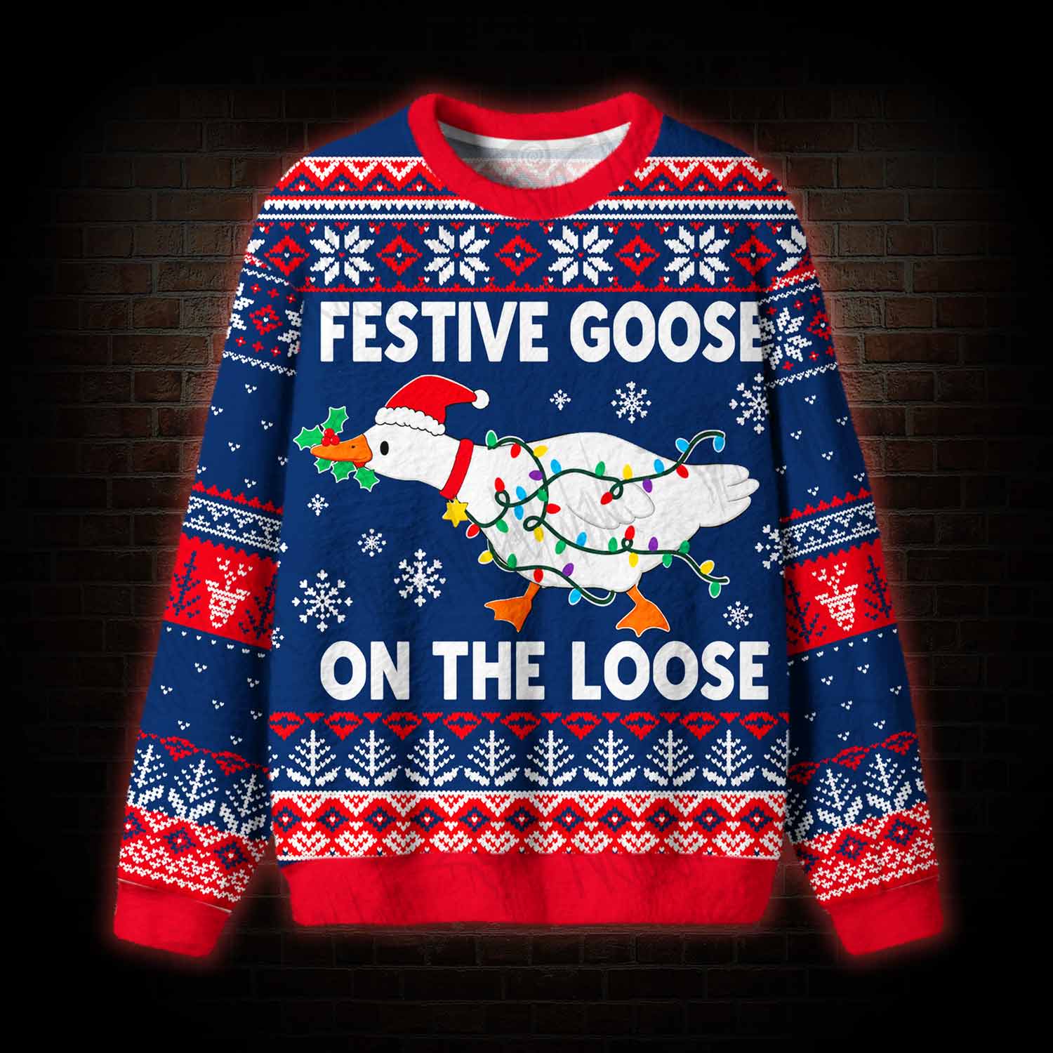 Festive Goose on the Loose Ugly Sweatshirts