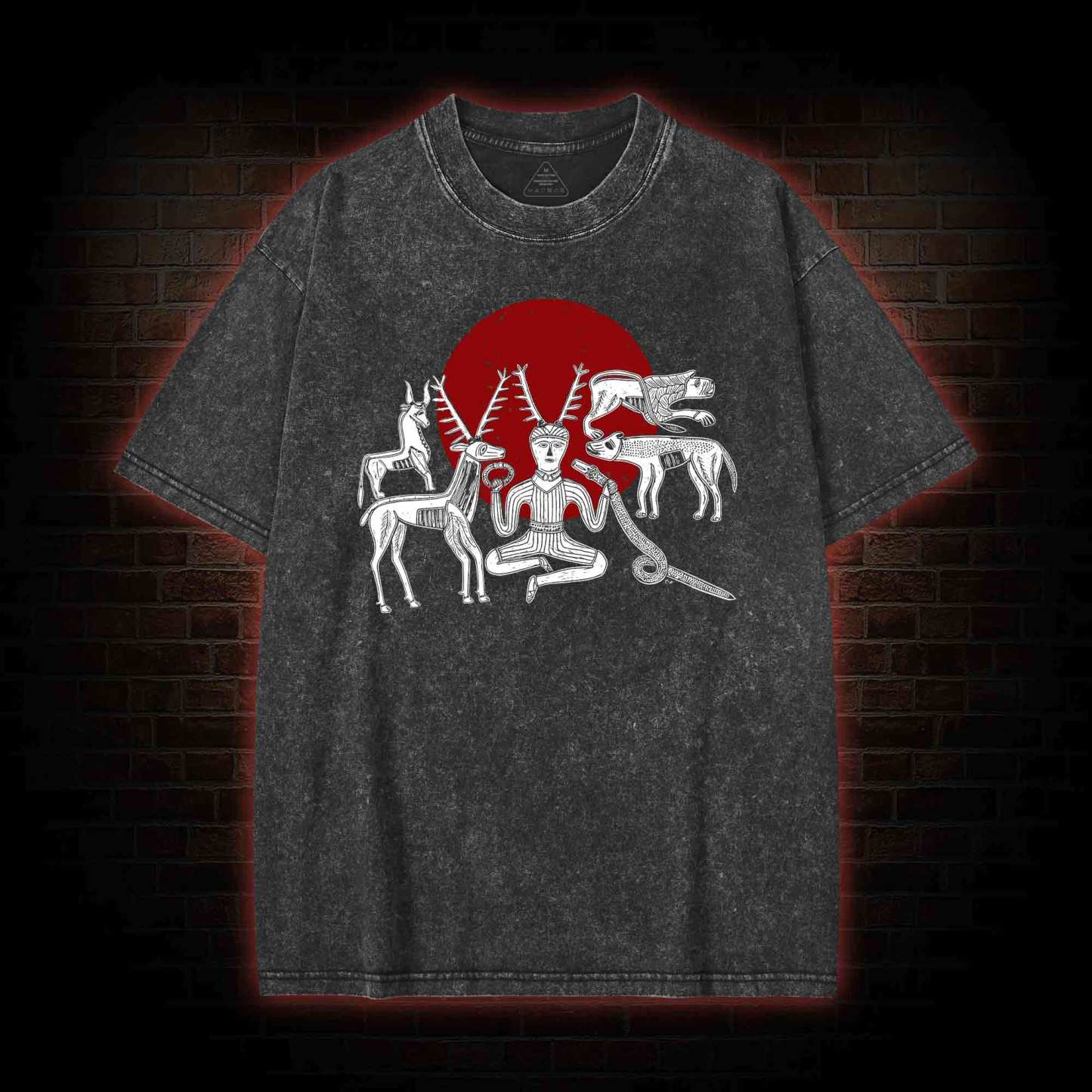 Cernunnos Horned God Halo Washed T-shirt