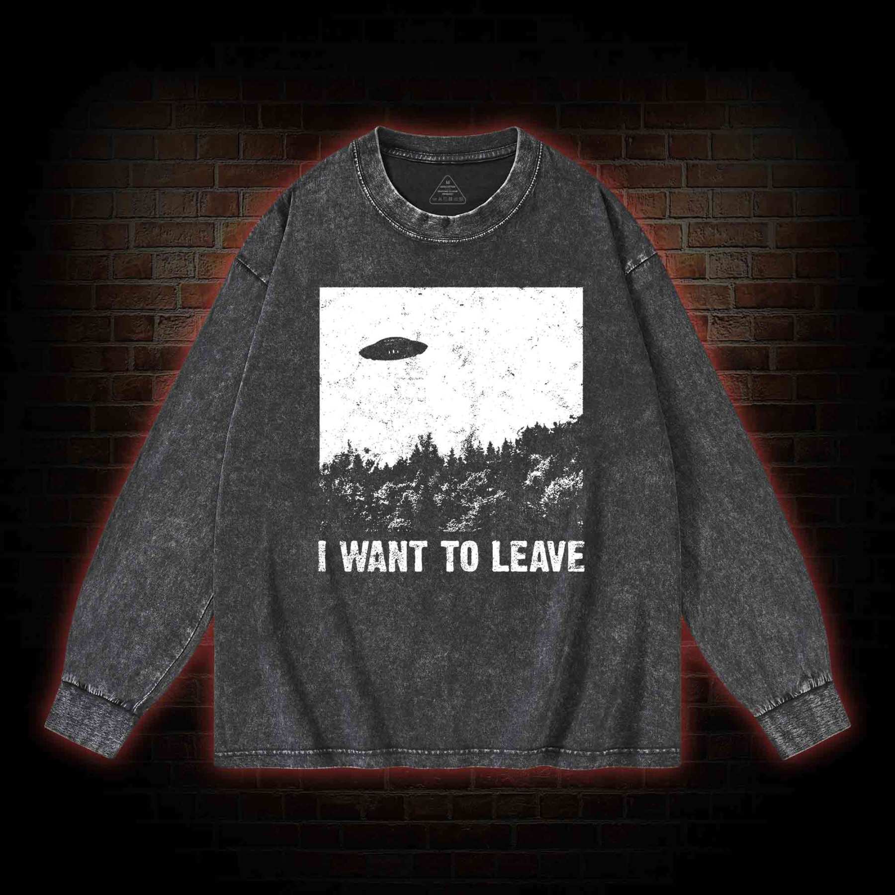 I Want To Leave Washed Long-Sleeve T-shirt