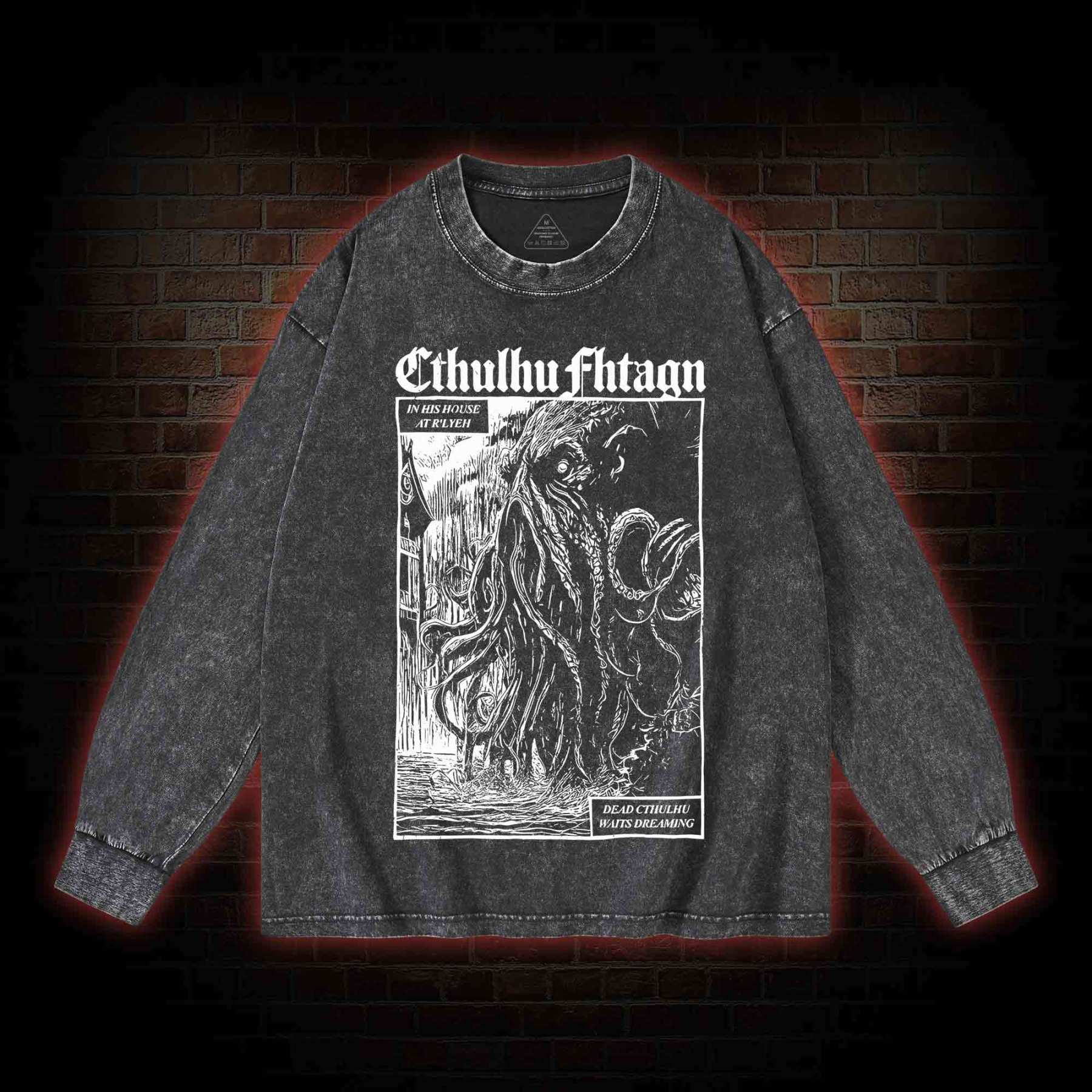 Cthulhu Fhtagn Washed Long-Sleeve T-shirt
