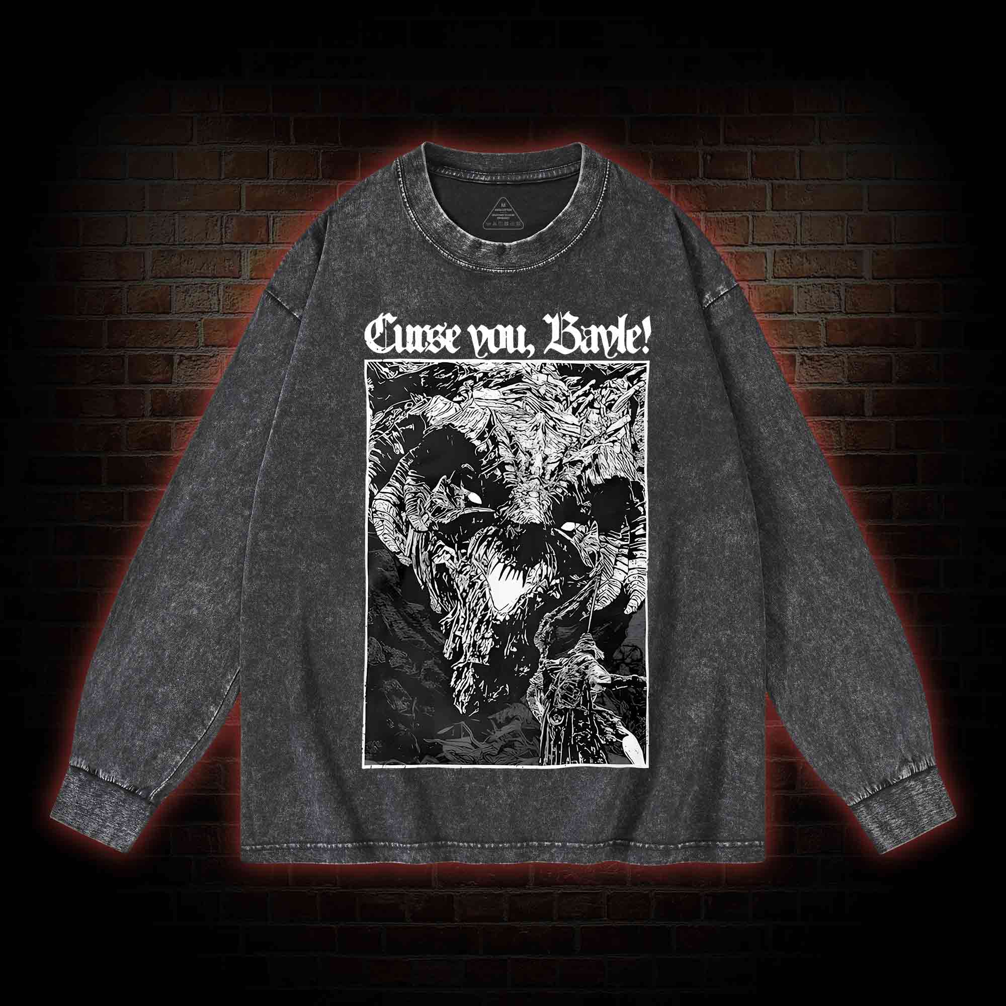 Curse You Bayle! Washed Long-Sleeve T-shirt