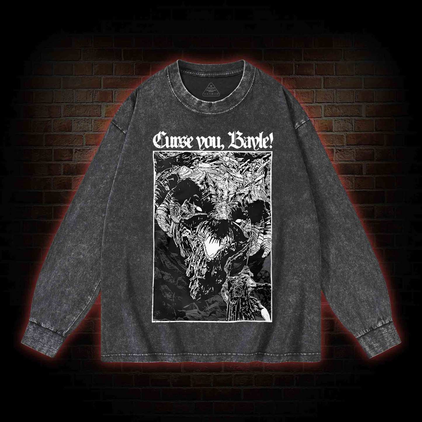 Curse You Bayle! Washed Long-Sleeve T-shirt