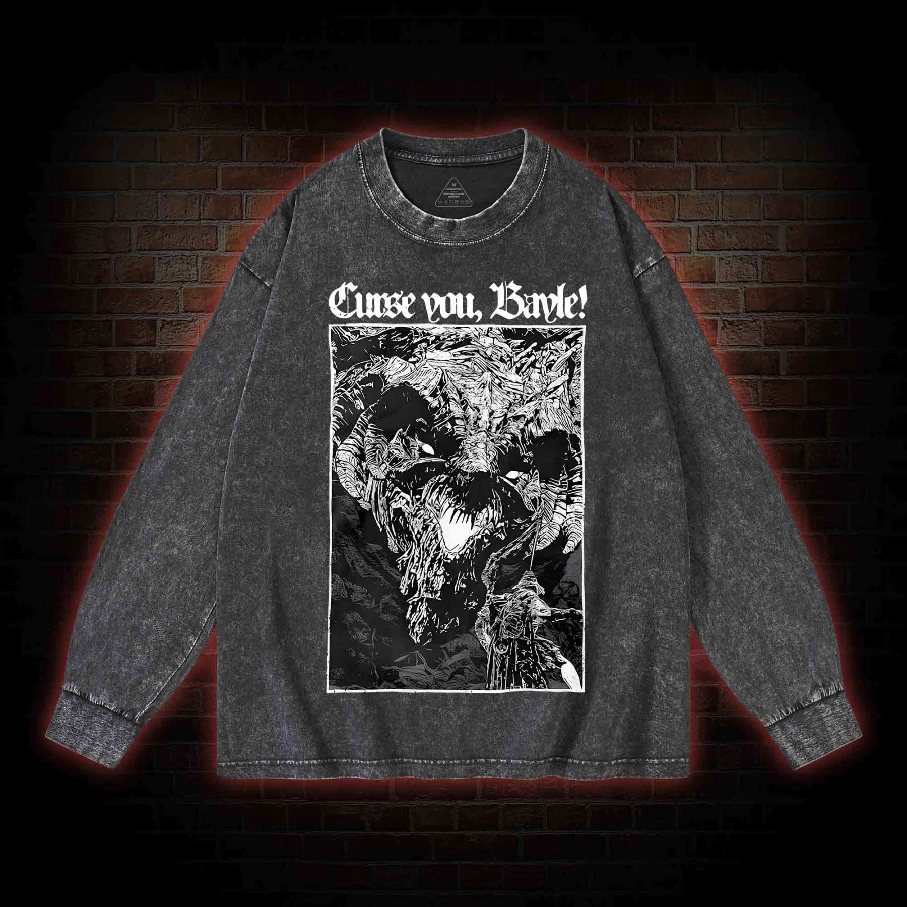 Curse You Bayle! Washed Long-Sleeve T-shirt