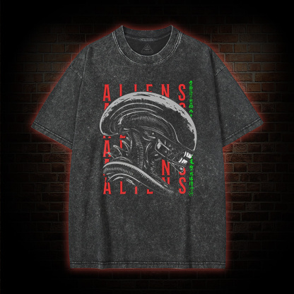 Alien Xenomorph Horror Movie Washed T-shirt