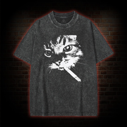 Funny Cat Meme Washed T-shirt