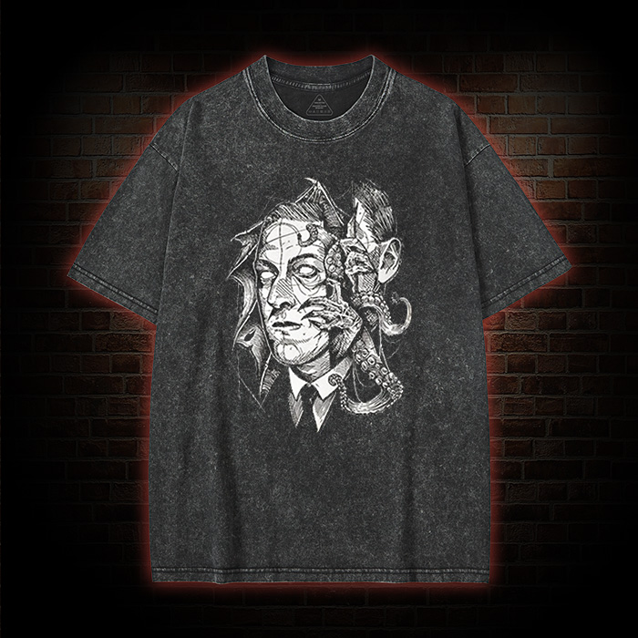 H. P. Lovecraft Horror Washed T-shirt