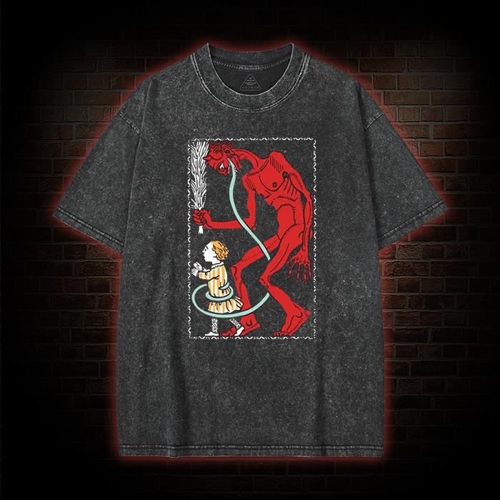 Krampus I, Creepy Christmas Washed T-shirt