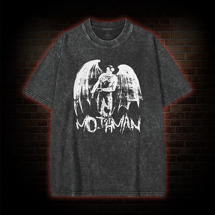 Mothman Shirt Distressed Cryptid Washed T-shirt