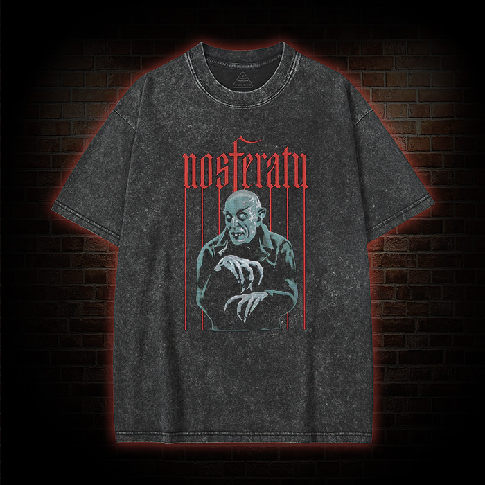 Vintage Goth Vampire Horror Movie Washed T-Shirt