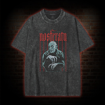 Vintage Goth Vampire Horror Movie Washed T-Shirt