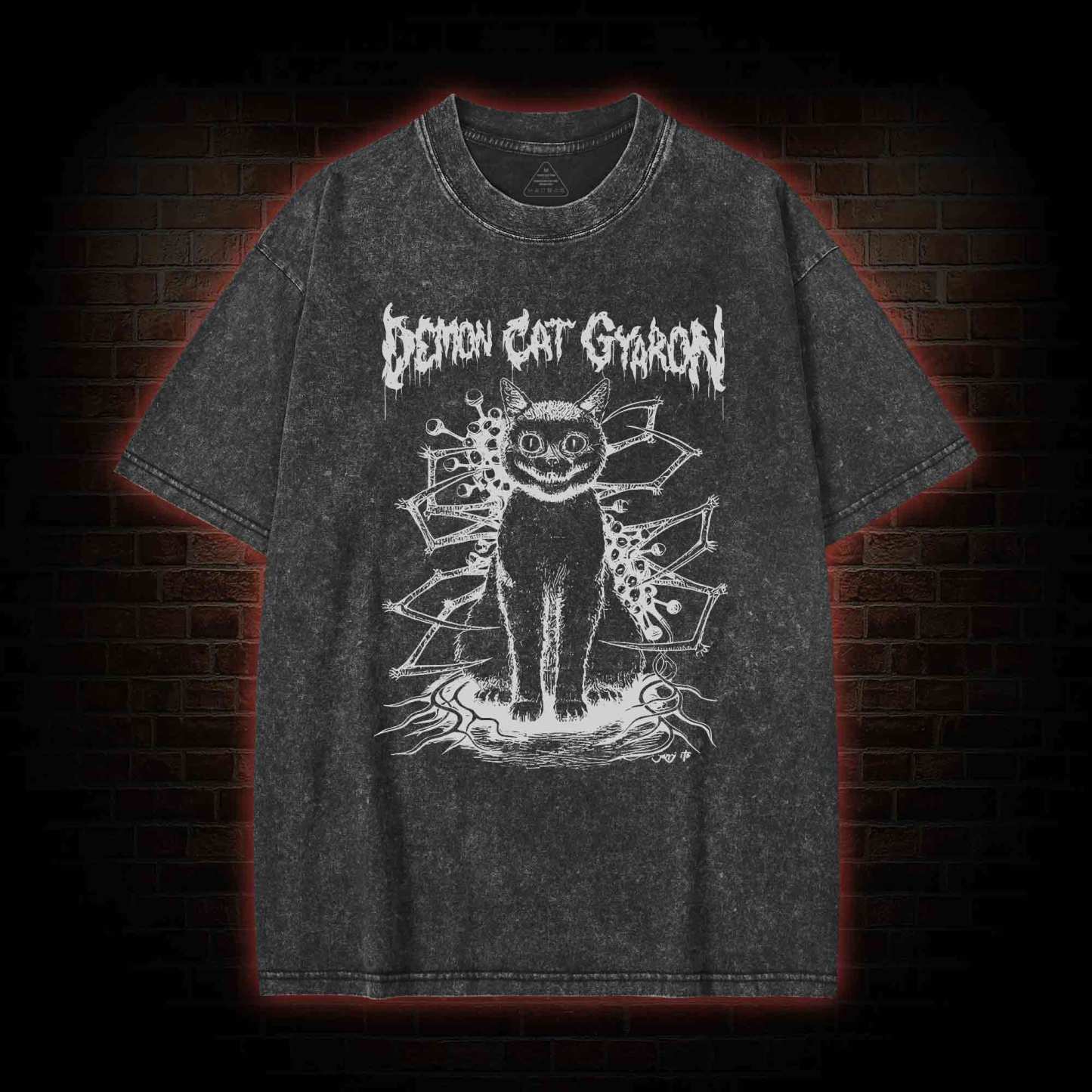Demon Cat Washed T-shirt