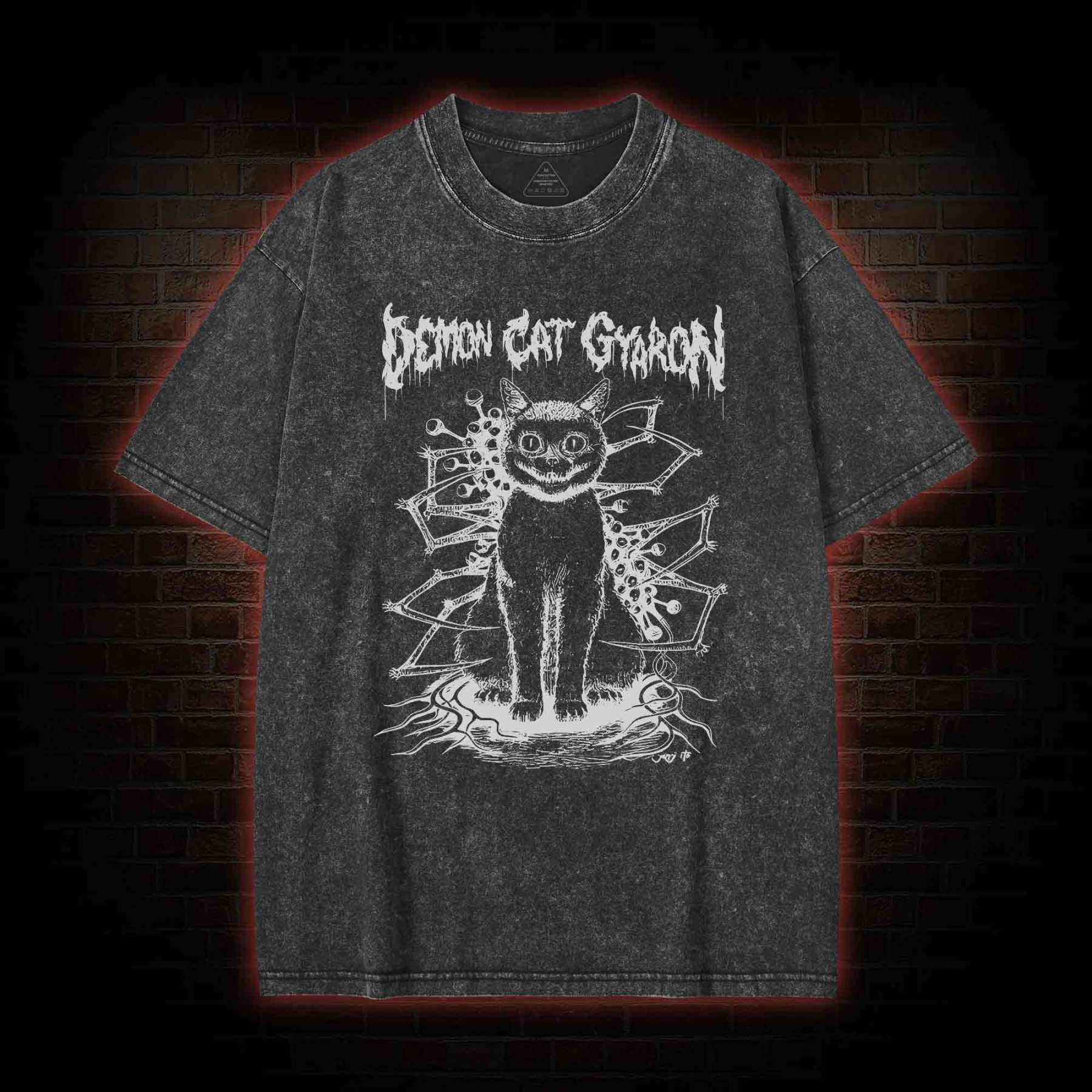 Demon Cat Washed T-shirt