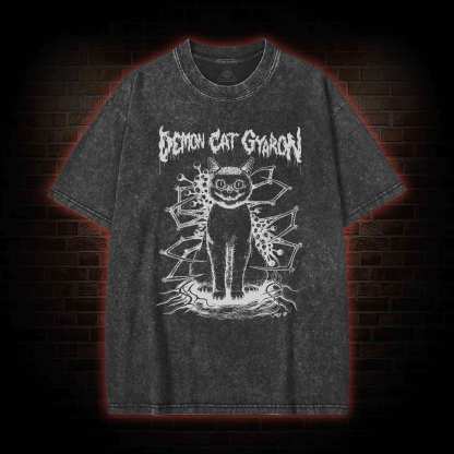 Demon Cat Washed T-shirt