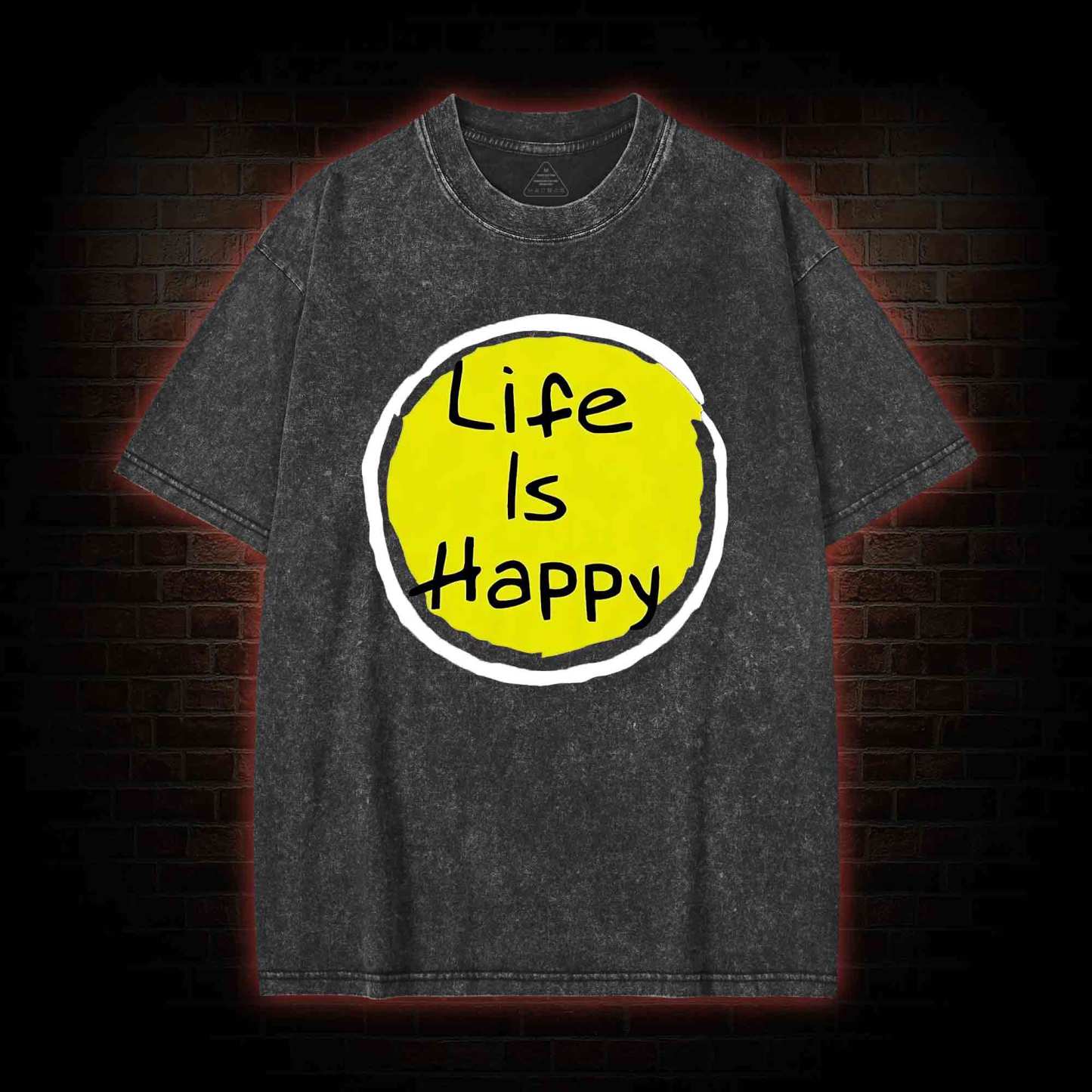 Life is Happy Washed T-shirt