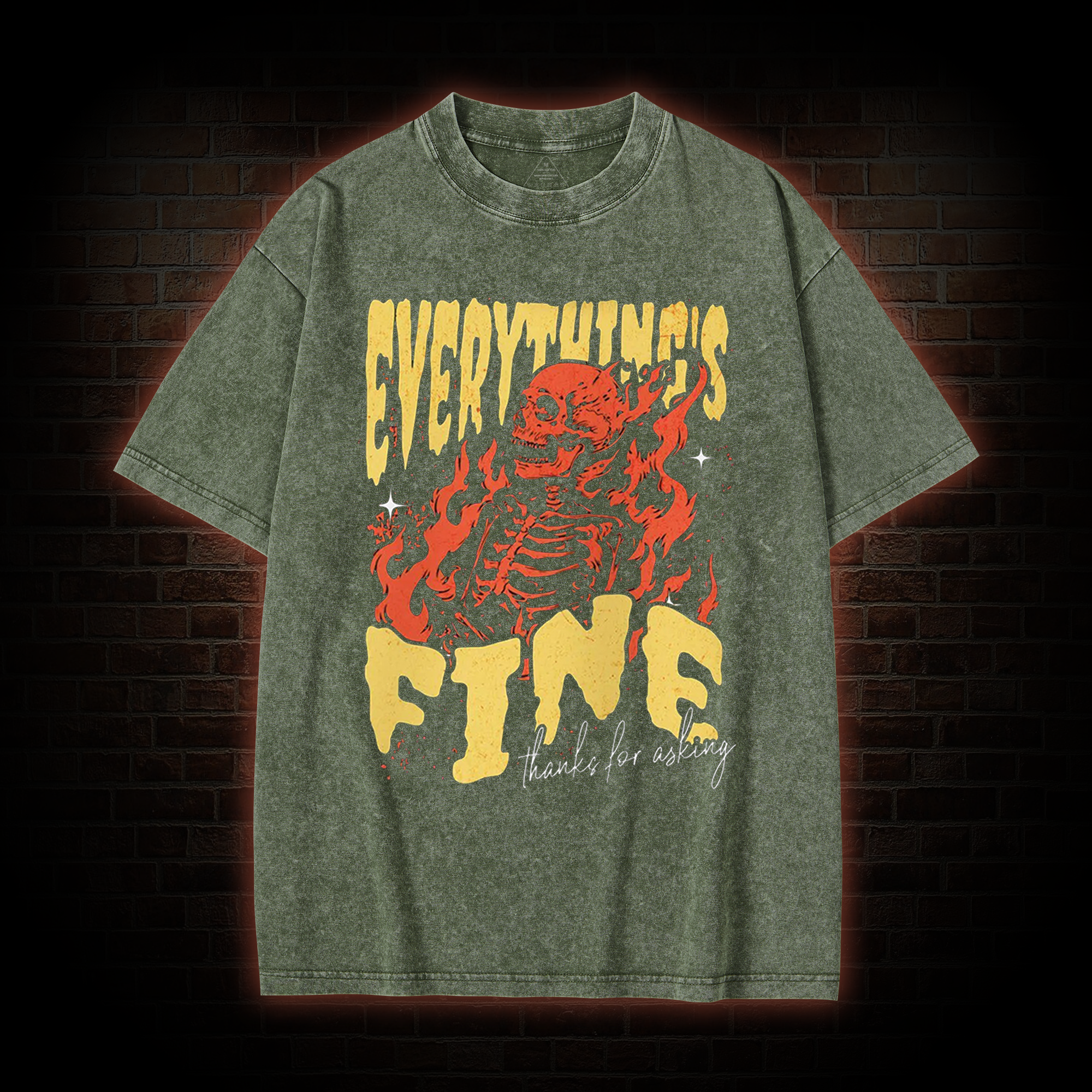 Everything's Fine Skeleton Washed T-shirt