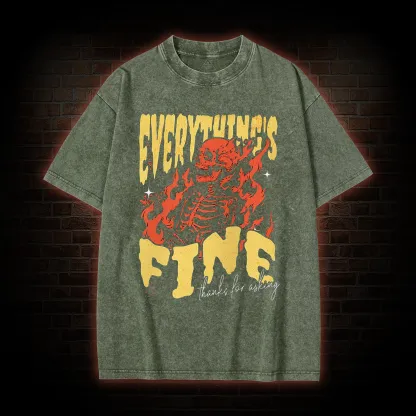 Everything's Fine Skeleton Washed T-shirt